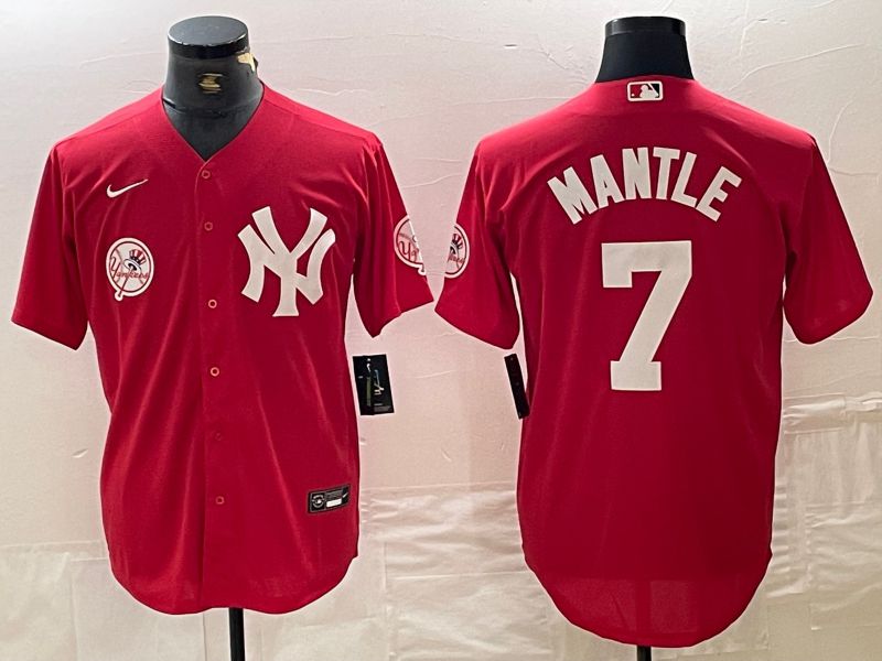 Men New York Yankees 7 Mantle joint name Nike 2024 MLB Jersey style 3